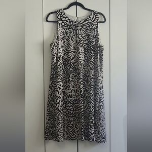 Anne Klein Black and White Midi A-line Skirt